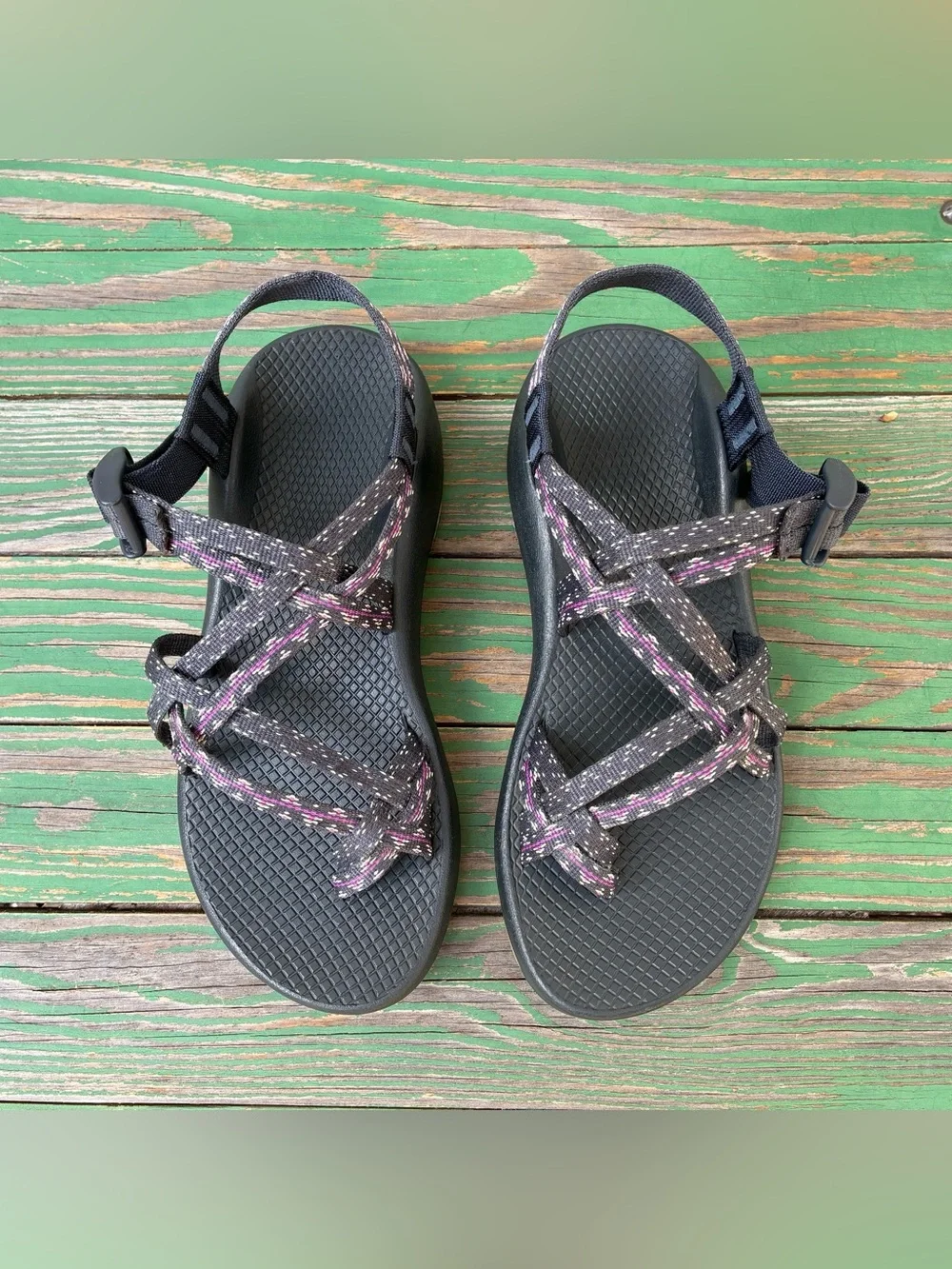 Chaco ZX/2 Classic Sandals Black Purple Womens Sz 8 Beach Hiking ActiveWear